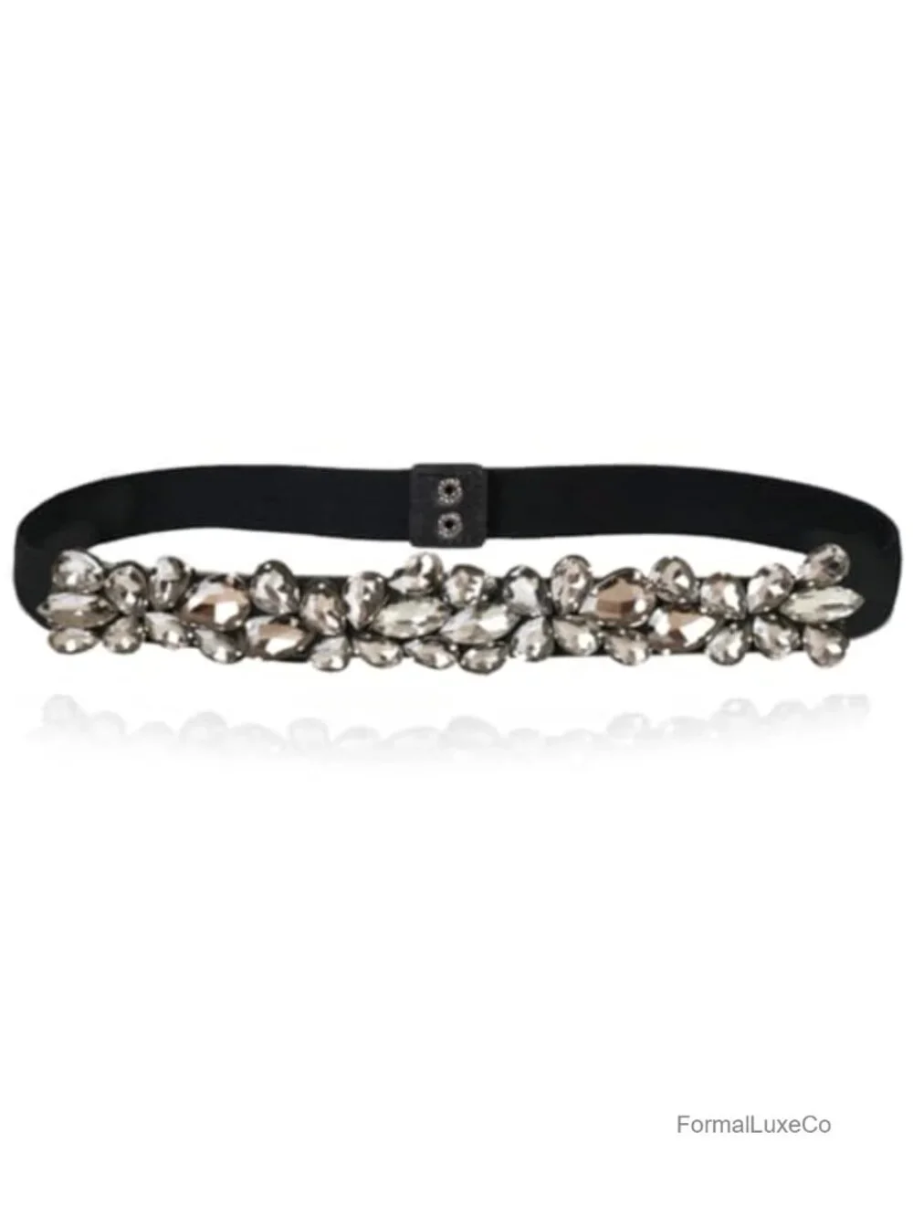 Rhinestone Crystal Sparkly Dress Belt Thin Elastic Waist Belt
